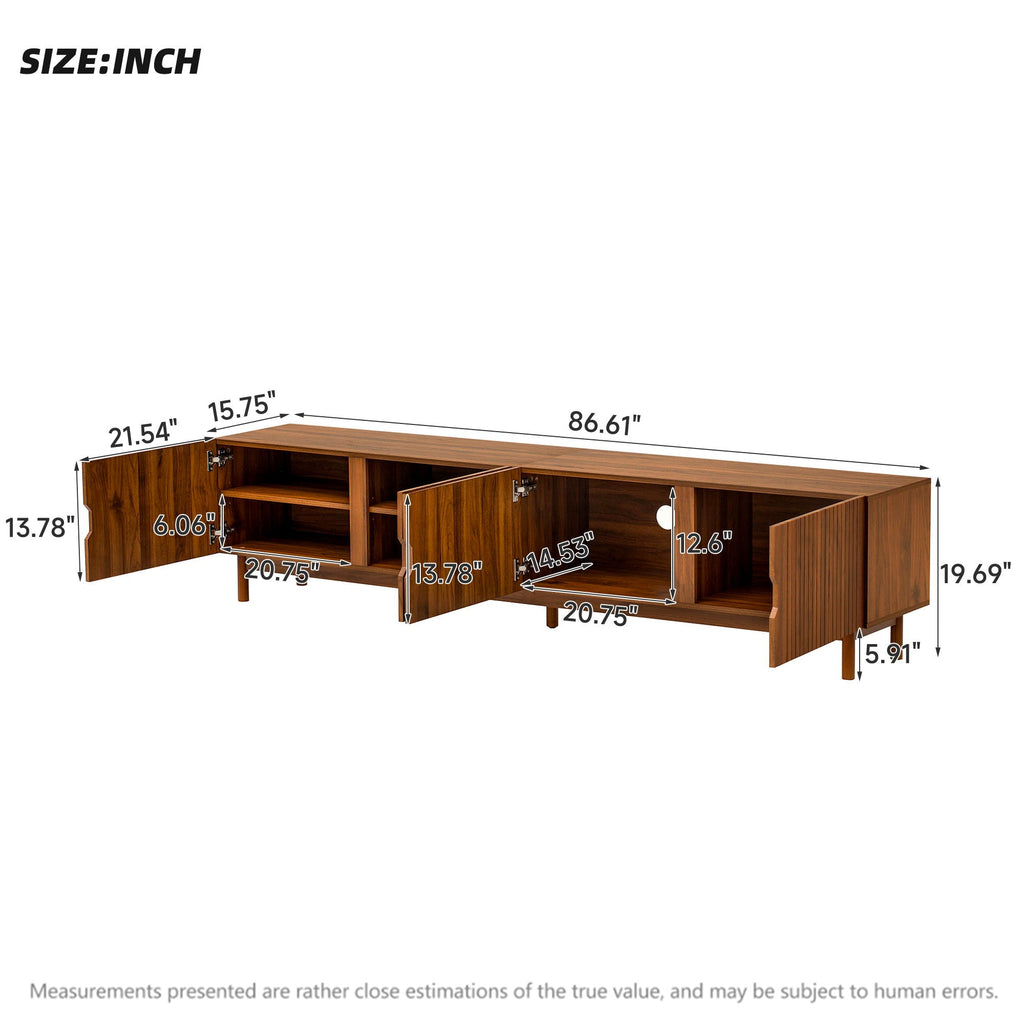 TV Stand With Legs, Media Console, 4 Cabinets