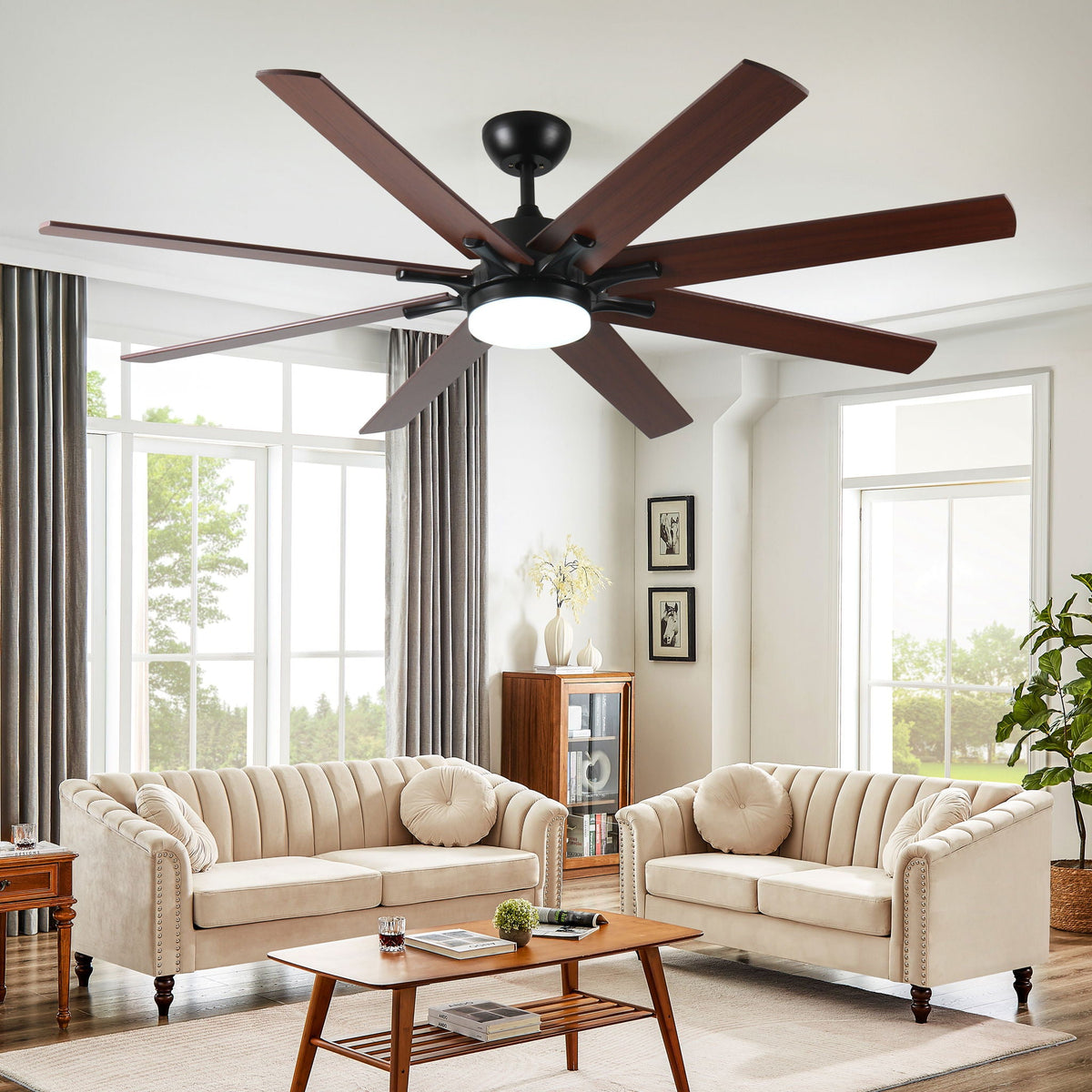 Large Ceiling Fans With Lights And Remote, Indoor / Outdoor Modern Ceiling Fan