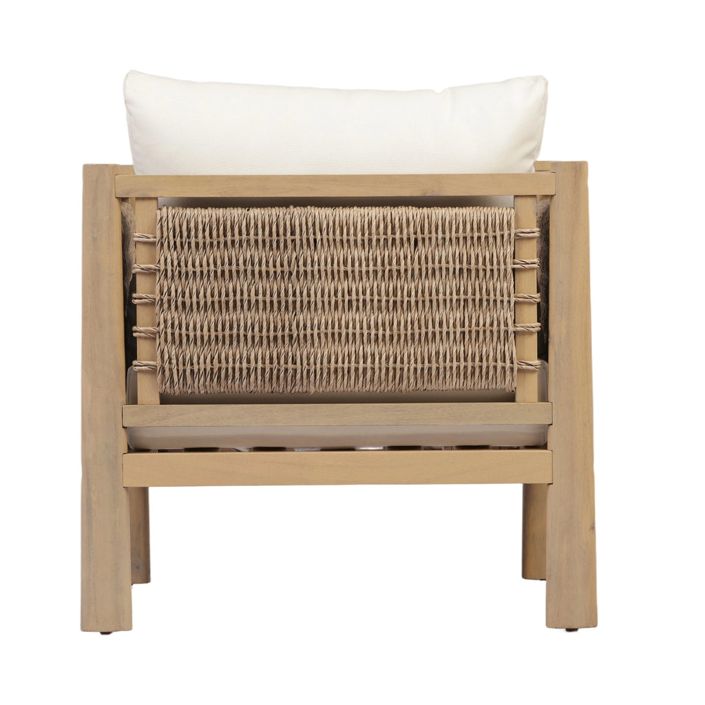 Outdoor Acacia Wood Patio Chair with Cushions - Light Brown