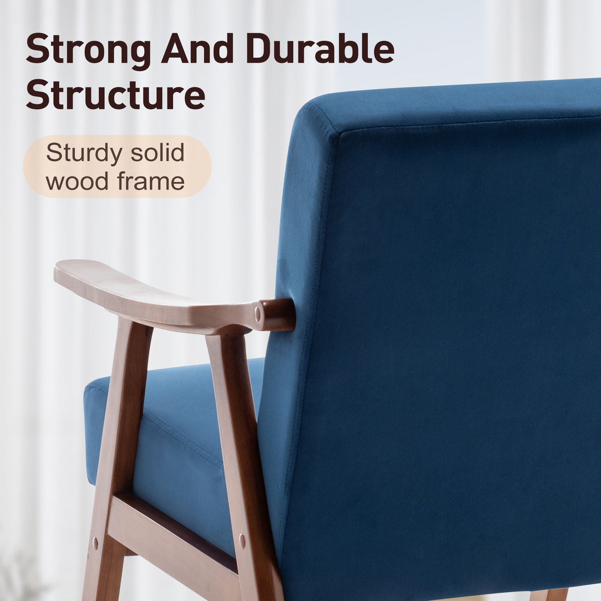 Mid Century Modern Accent Chair With Solid Wood Frame