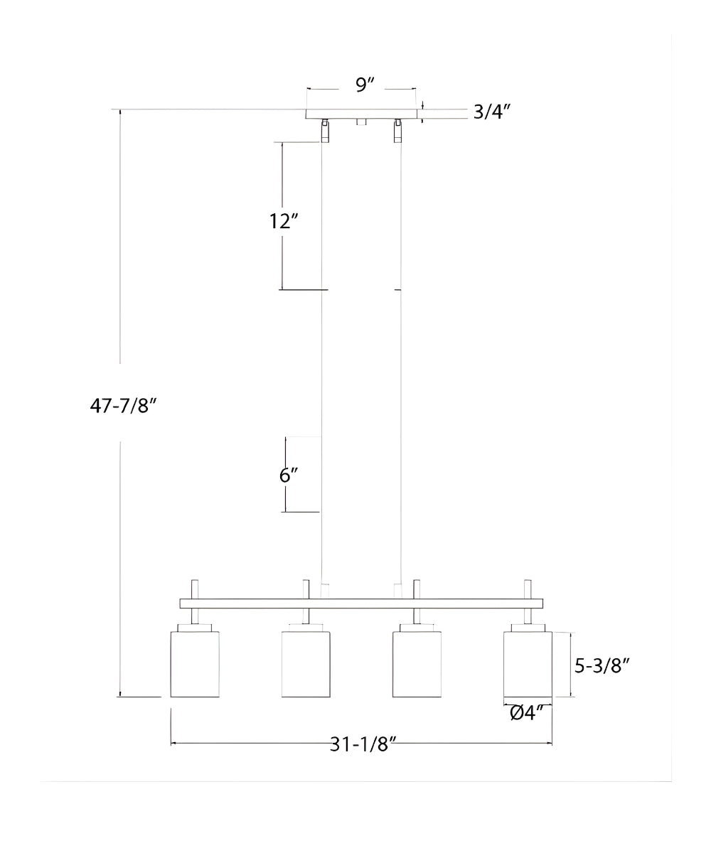 4-Light Kitchen Island Light Fixture Brushed Nickel