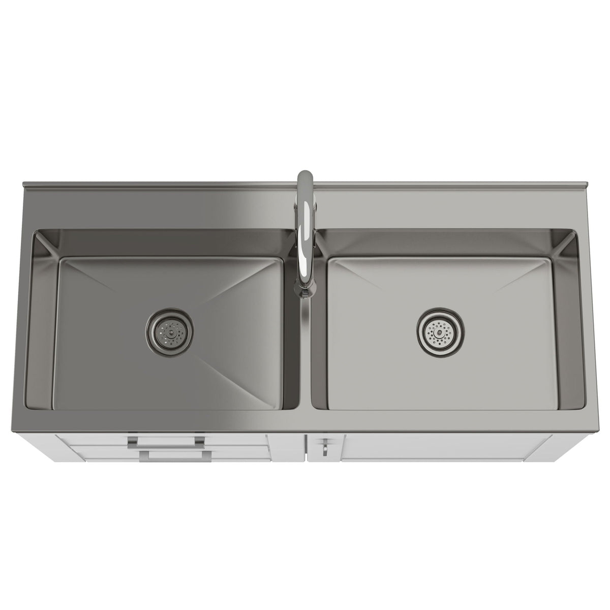 Modern Wide Laundry Cabinet With Faucet And Sink - White