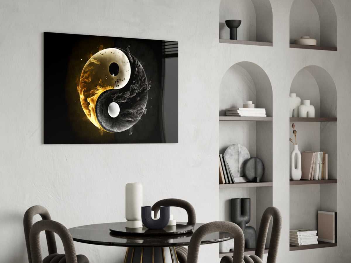 Ying Yang Glass Wall Art || Designer Collection