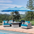 15x9ft Large Double-Sided Rectangular Outdoor Twin Patio Market Umbrella with light, base