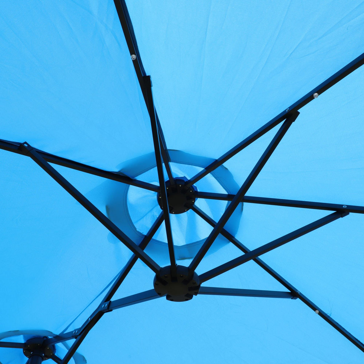 15x9ft Large Double-Sided Rectangular Outdoor Twin Patio Market Umbrella with light, base