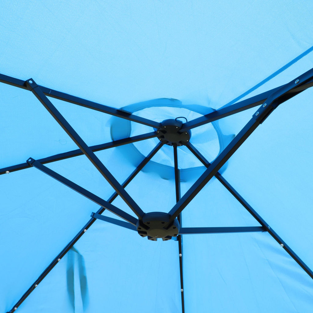 15x9ft Large Double-Sided Rectangular Outdoor Twin Patio Market Umbrella with light, base