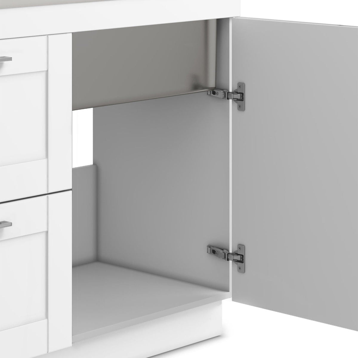 Modern Wide Laundry Cabinet With Faucet And Sink - White