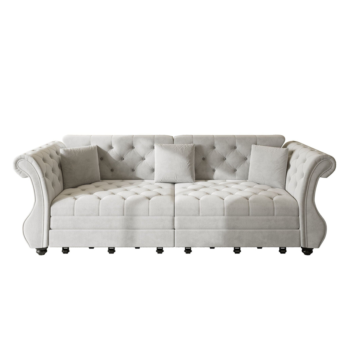 Oversized Chesterfield Pull Out Sofa Bed with Flower Tufting