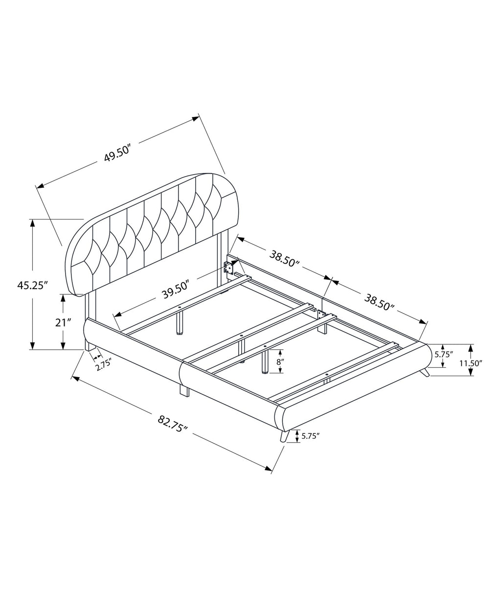 Twin Size Upholstered Bed for Teens