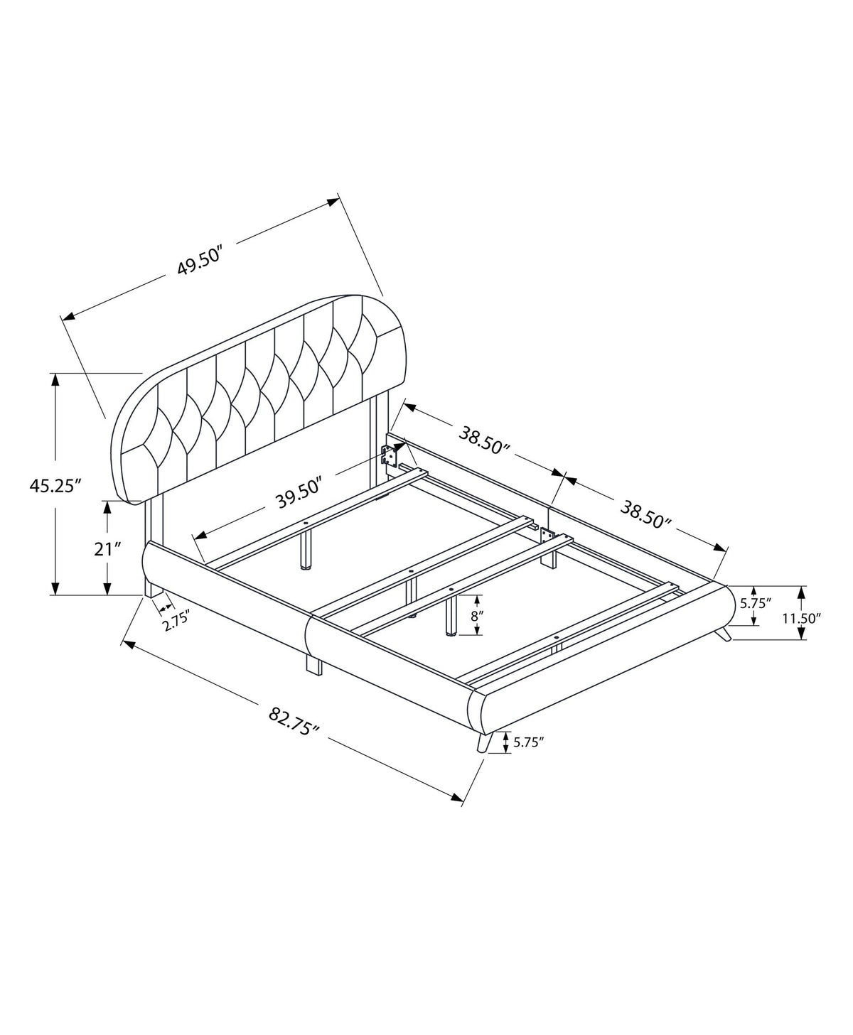 Twin Size Upholstered Bed for Teens
