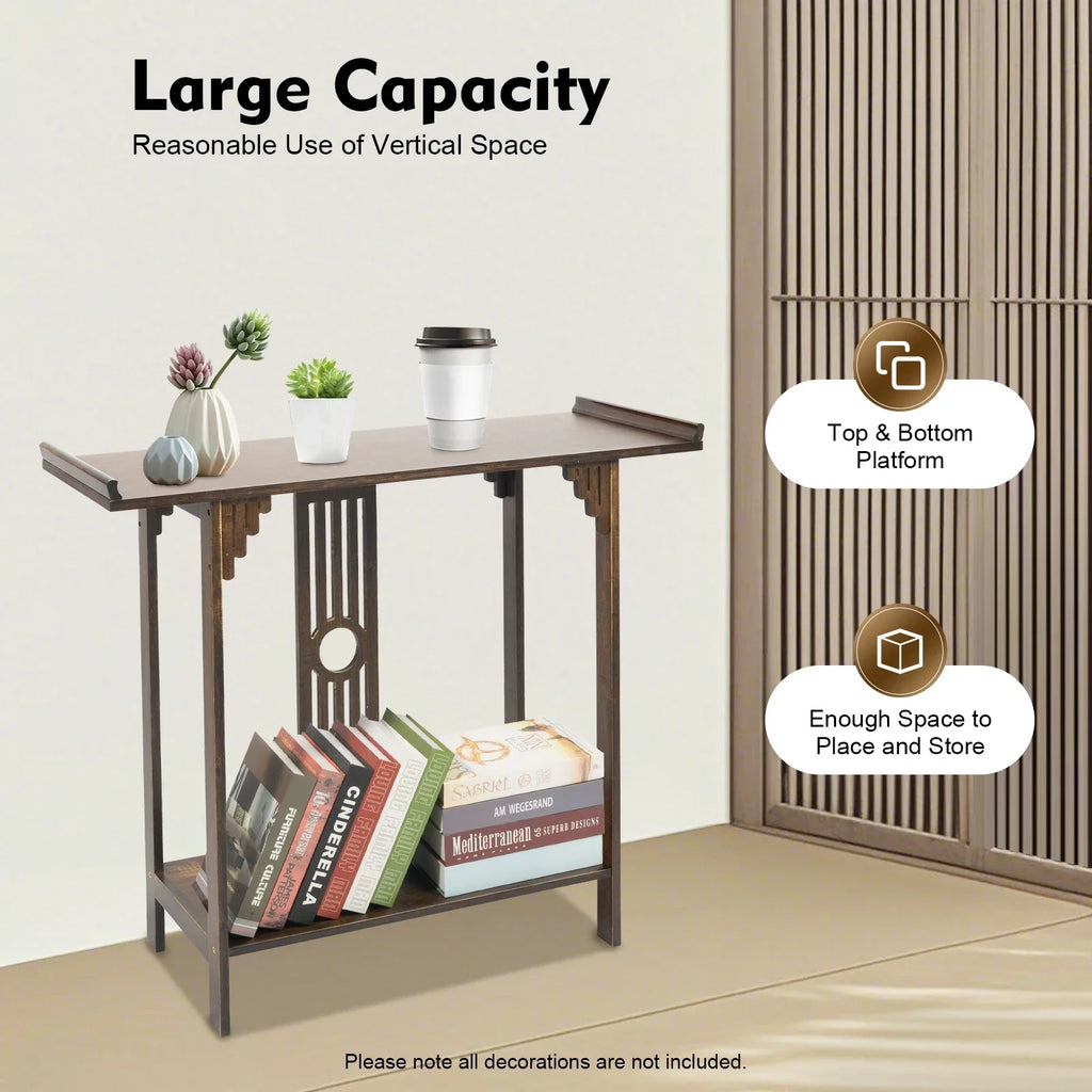 2-Tier Narrow Espresso Side Table