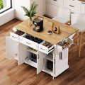 54-Inch Large Kitchen Island with Rubber Wood Drop Leaf