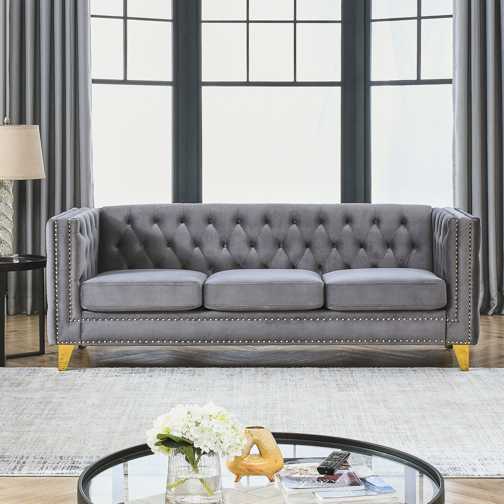 Upholstered Couch Sofa With Button Tufting