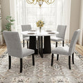5 Piece Round Dining Table Set, Dining Table And 4 Upholstered Chairs