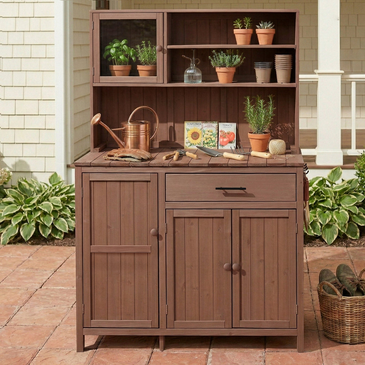 Potting Bench with Hutch