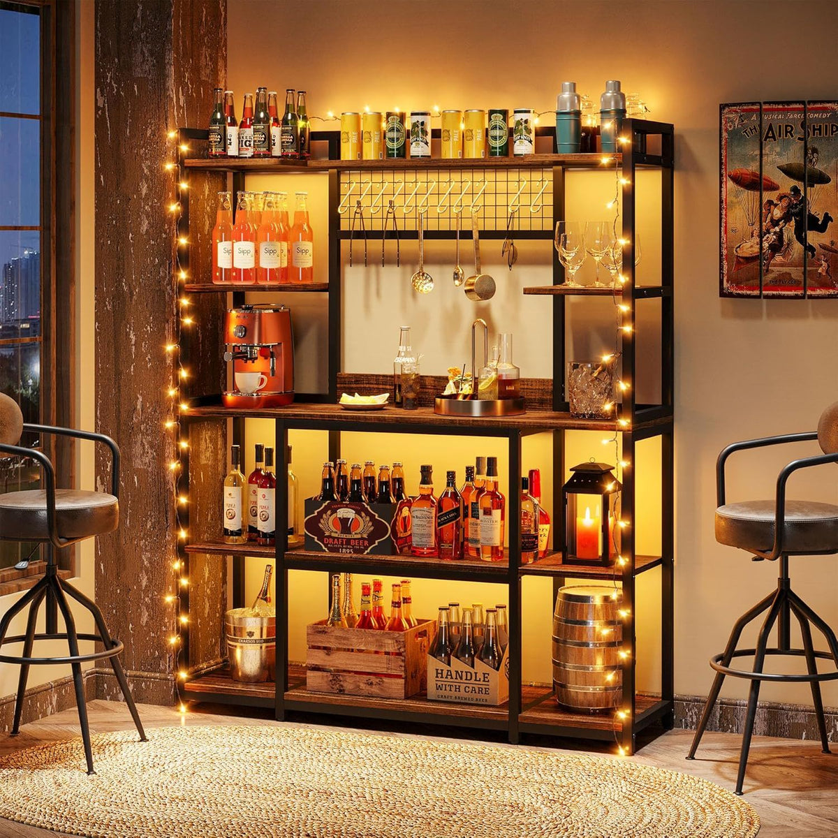 Baker's Rack With Hutch, 5 Tier Kitchen Storage Shelf