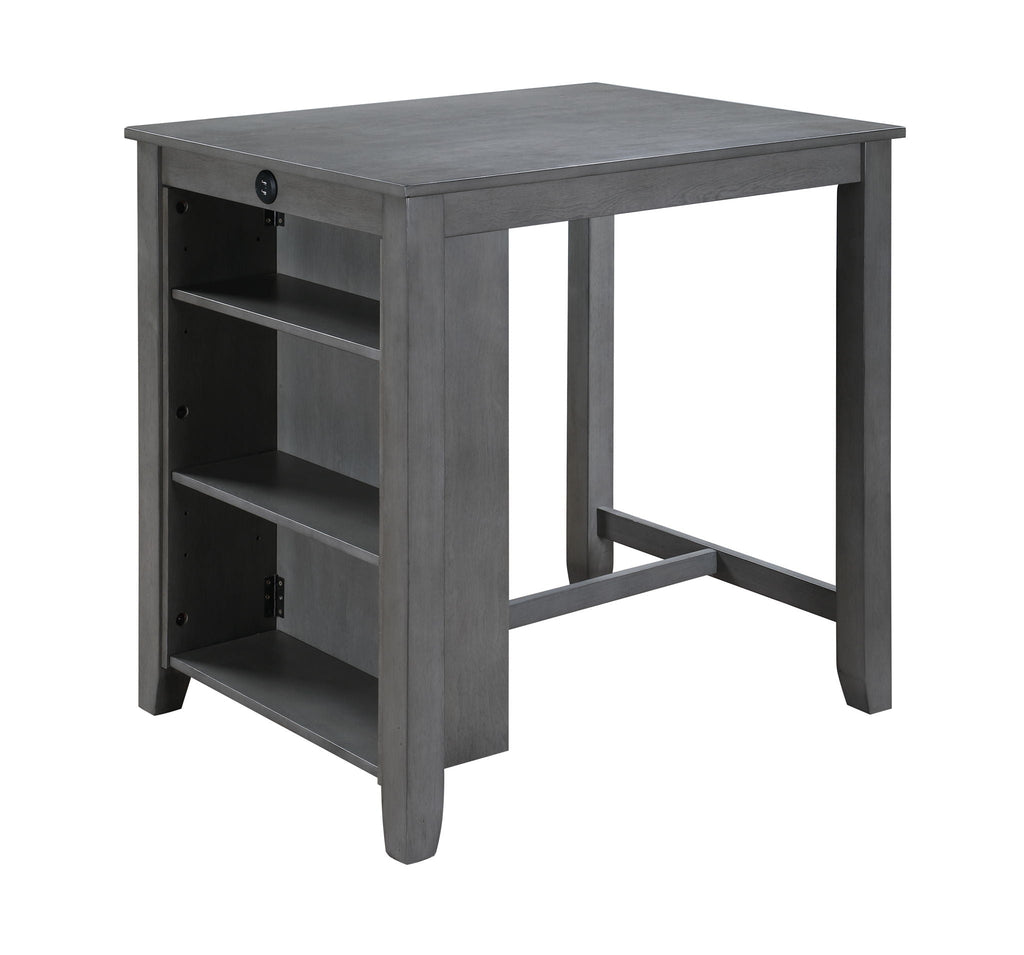 3 Piece Counter Height Dining Table With Shelves And 2 Chairs