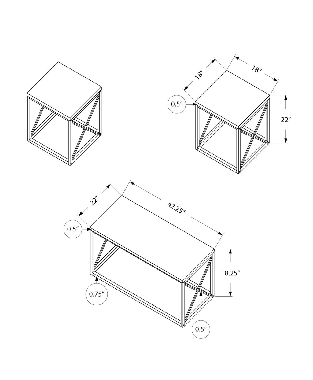 Contemporary, Modern (Set of 3) Coffee Table Set