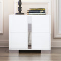 Elegant Nightstand with Metal Foot, Mirrored Bedside Table