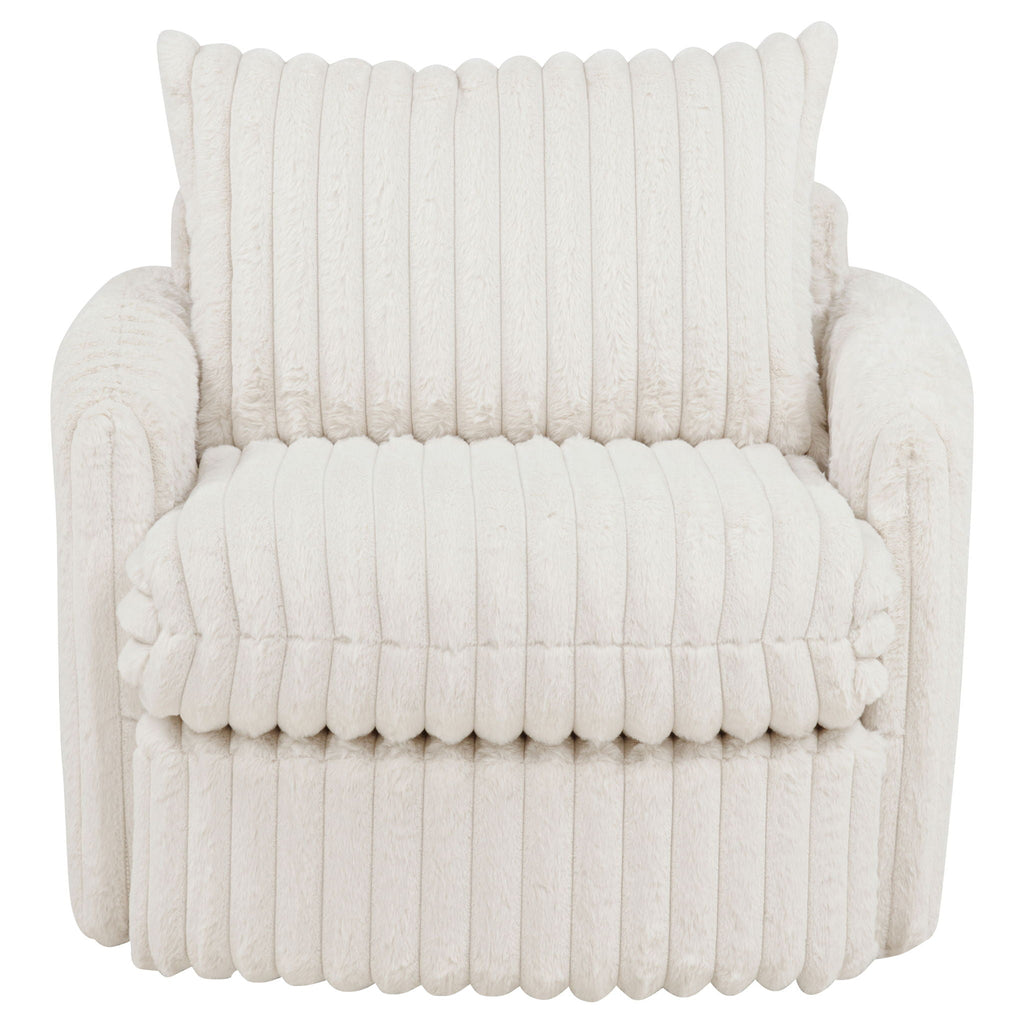 Corduroy Upholstered Swivel Accent Arm Chair Ivory