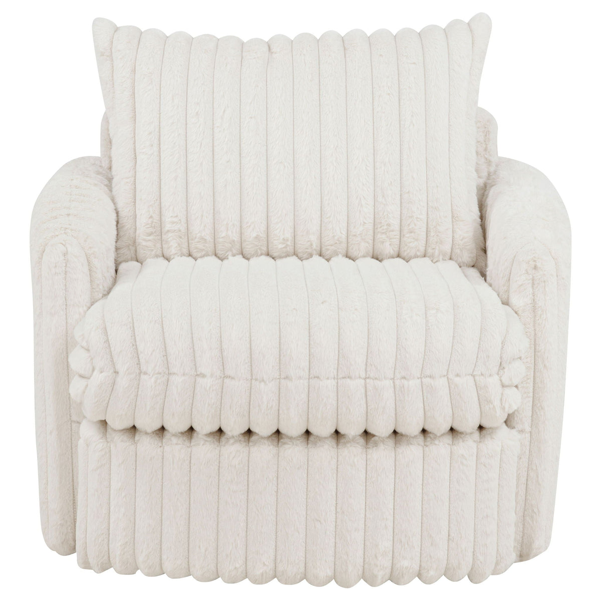 Corduroy Upholstered Swivel Accent Arm Chair Ivory