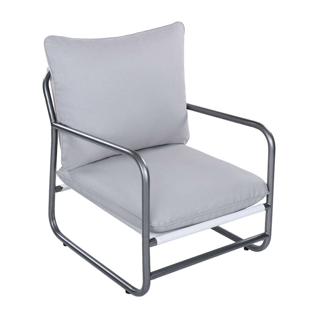 Outdoor Aluminum Frame Patio Armchair with Water Resistant Cushion - Light Gray
