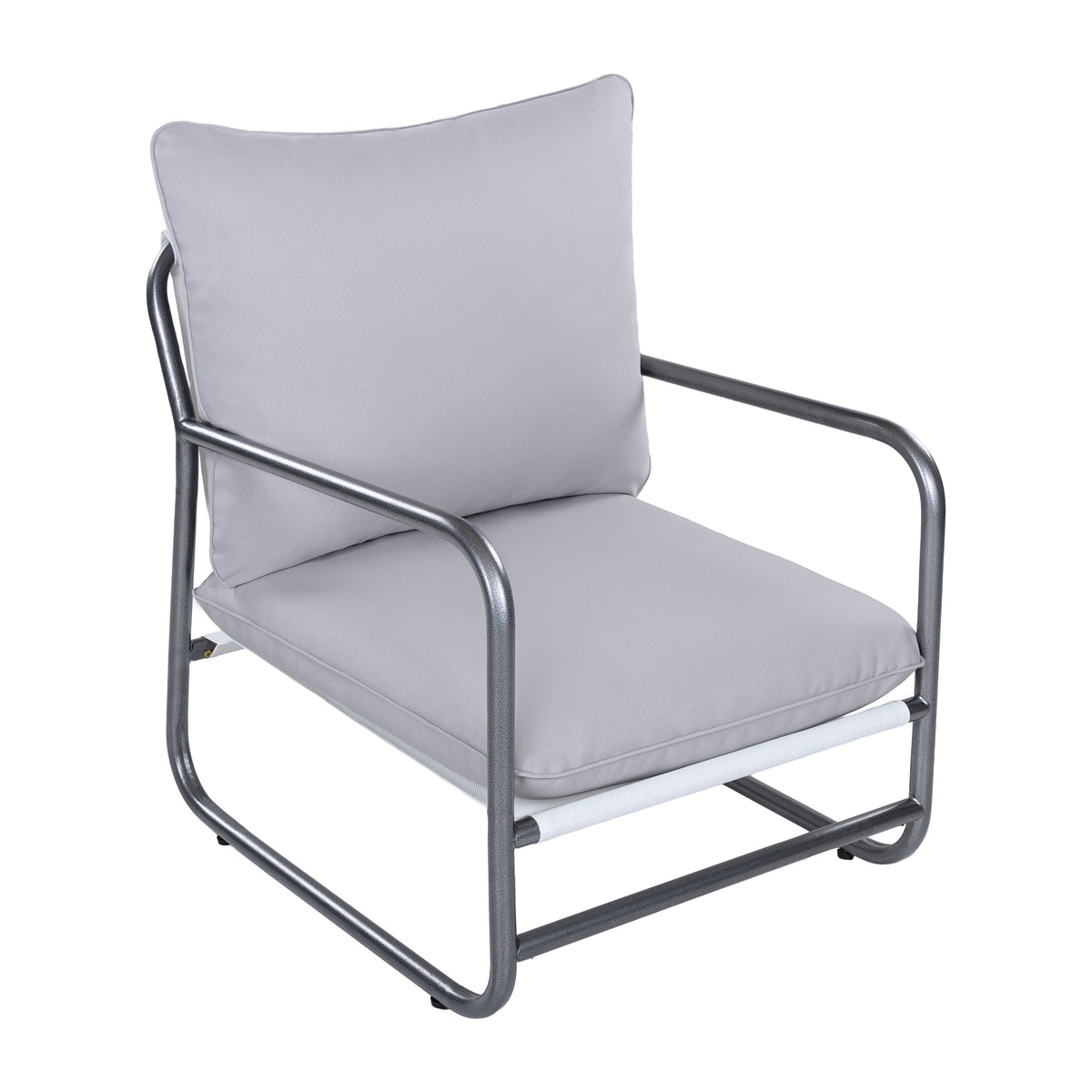 Outdoor Aluminum Frame Patio Armchair with Water Resistant Cushion - Light Gray