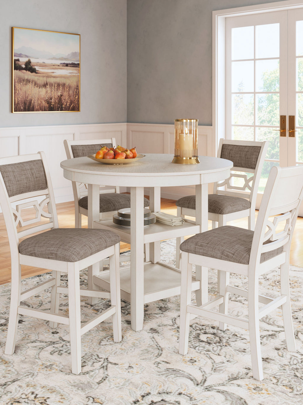 Dining Room Counter Table Set (Set of 5) - Antique White