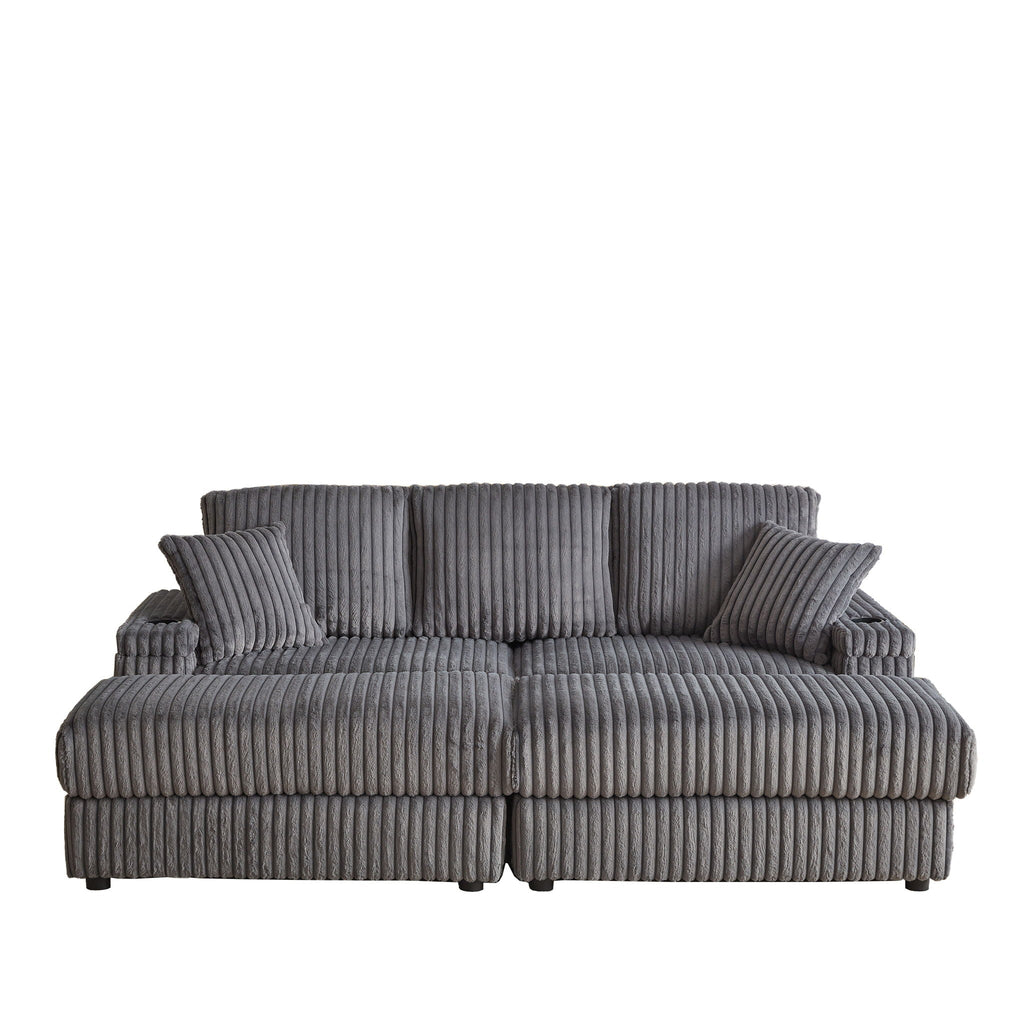 3 Seater Sofa With 2 Ottomans For Living Room