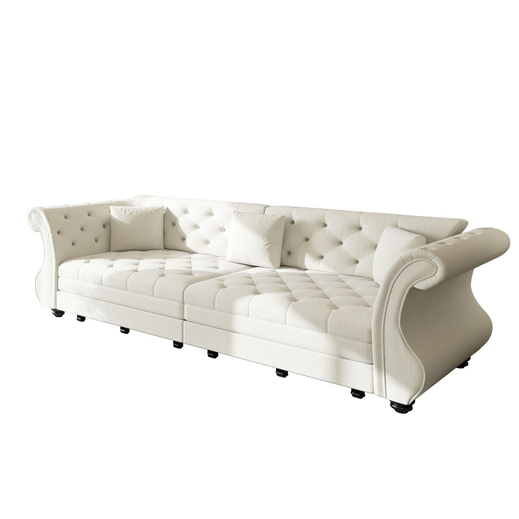 Oversized Chesterfield Pull Out Sofa Bed with Flower Tufting