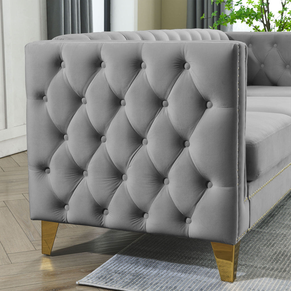 Upholstered Couch Sofa With Button Tufting