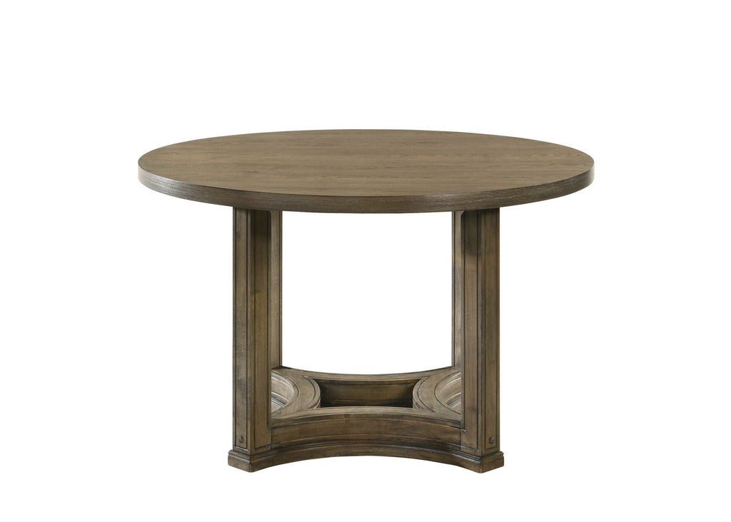5 Pieces Round Dining Room Set - Light Brown / Oak