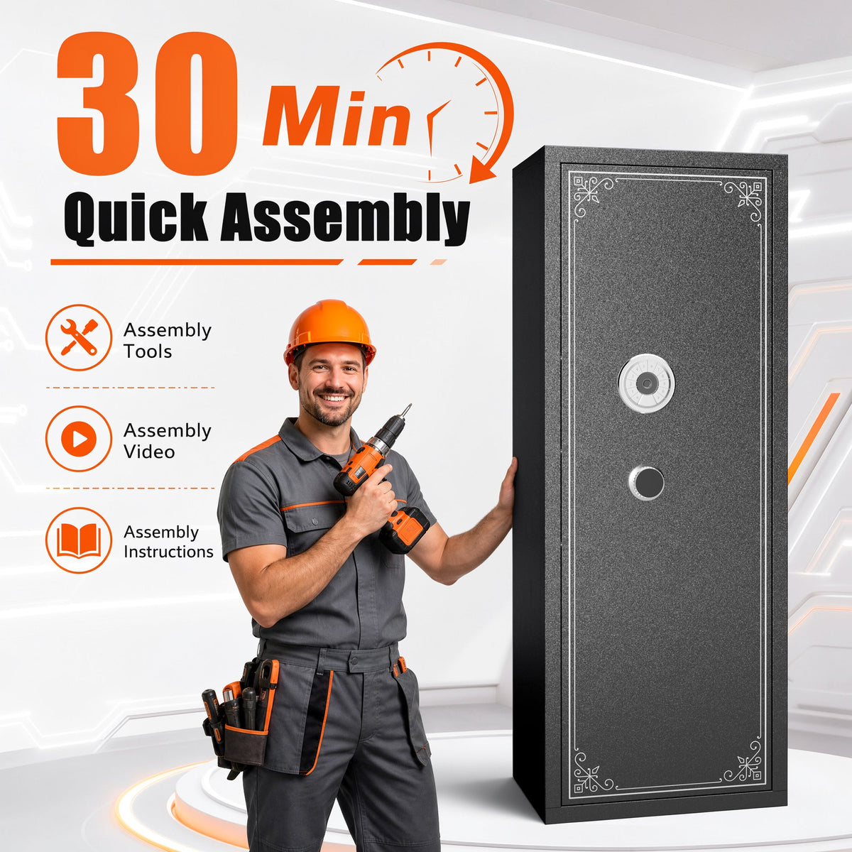 Biometric Large Gun Safe - 57" Quick Access Rifle Safe