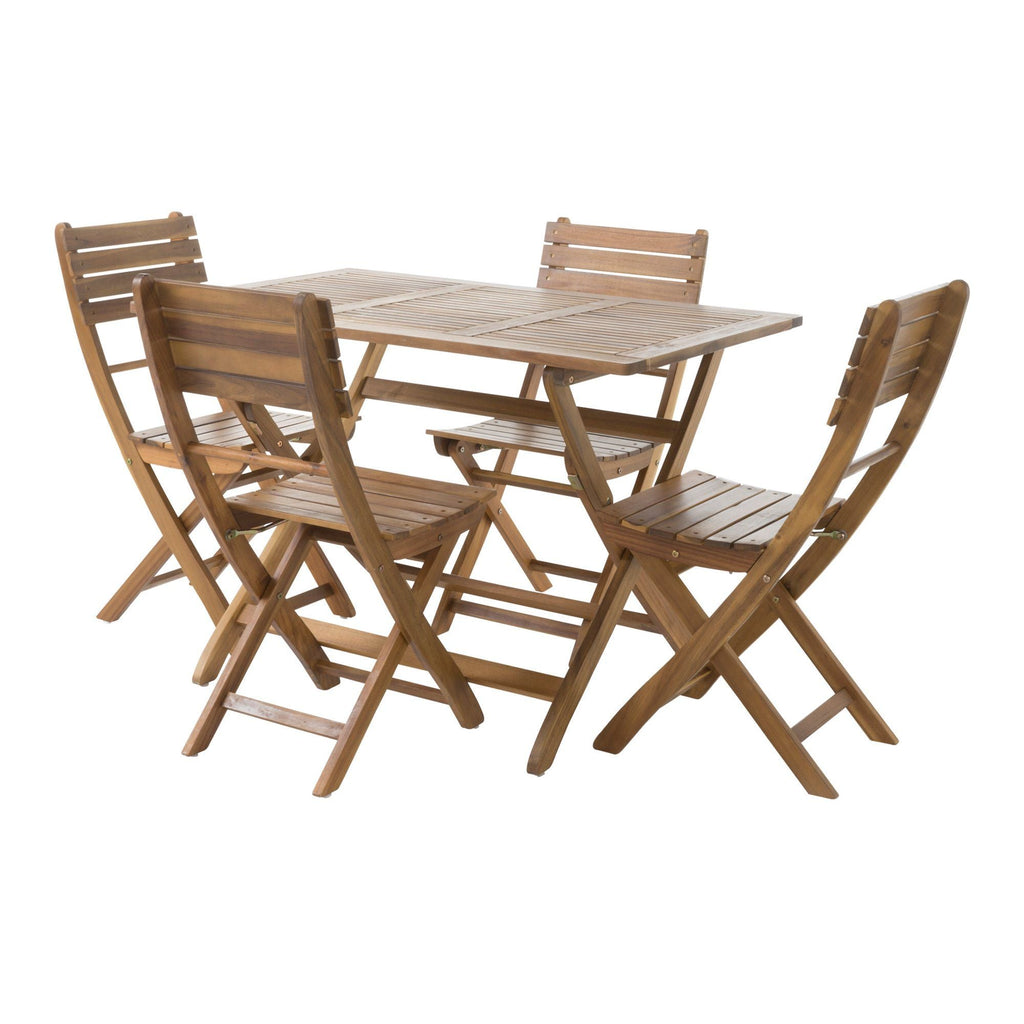 Natural 5 Piece Wood Outdoor Patio Dining Set