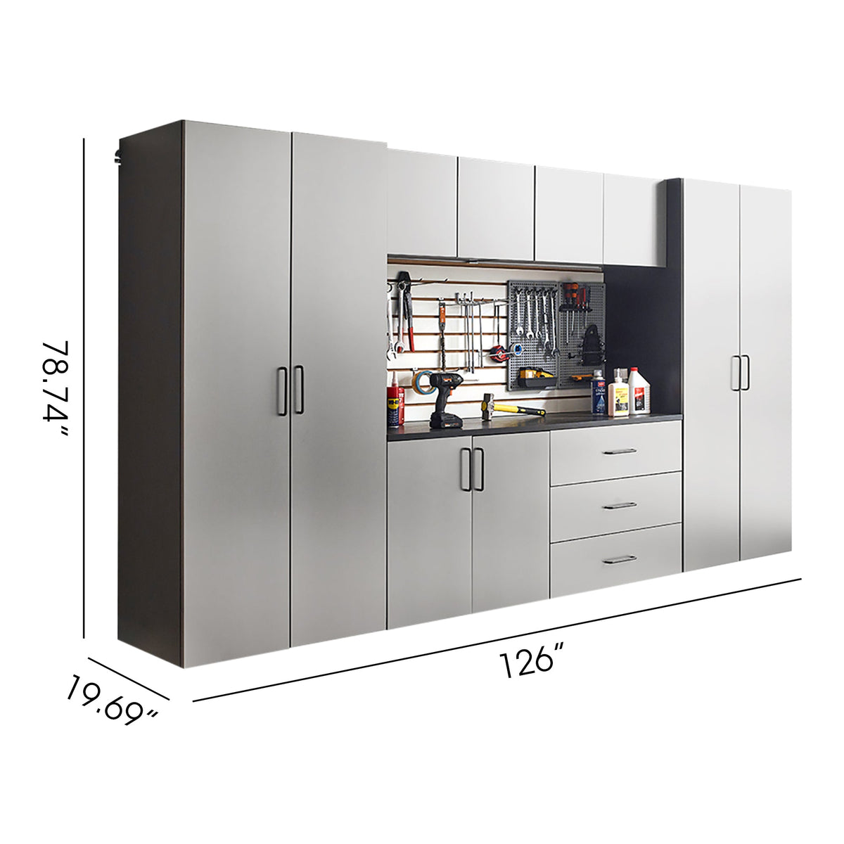 128 in. W x 79 in. H x 20 in. D Garage Cabinet Set A (7-Piece)
