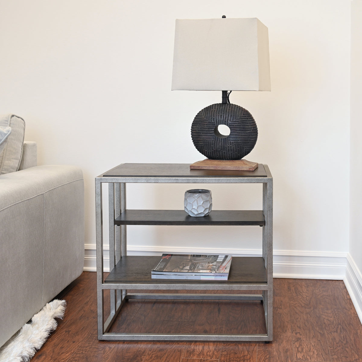 3-Piece Metal Frame Wood Coffee Table and 2 End Tables Set