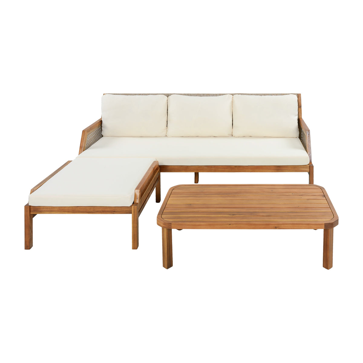 3 Piece Acacia Wood Patio Furniture Set