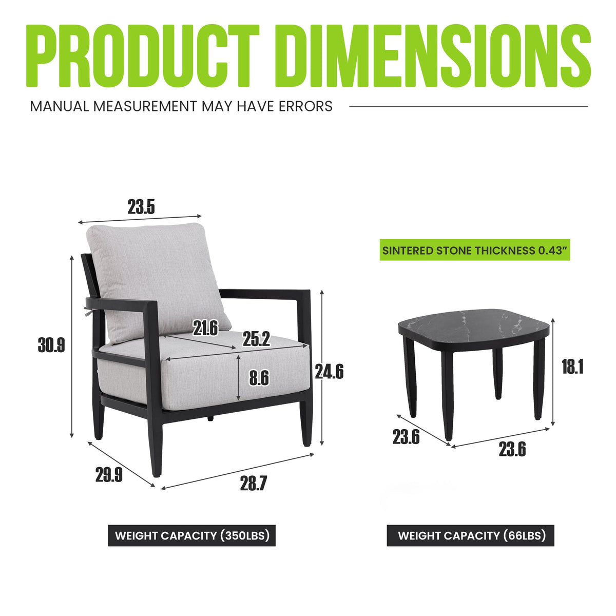 3 PC Outdoor Aluminum Patio Furniture Set