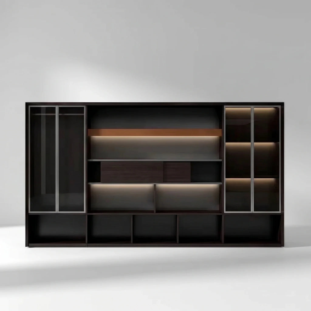 Fulton · Office Shelves w/ Integrated Lighting & Closet Storage