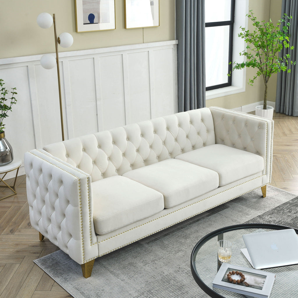 Upholstered Couch Sofa With Button Tufting