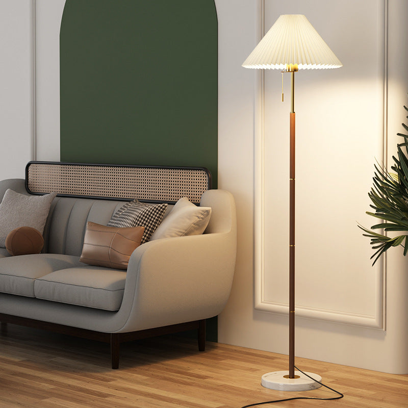 Retro Light Luxury Wood Grain Simple Pleated Floor Lamp
