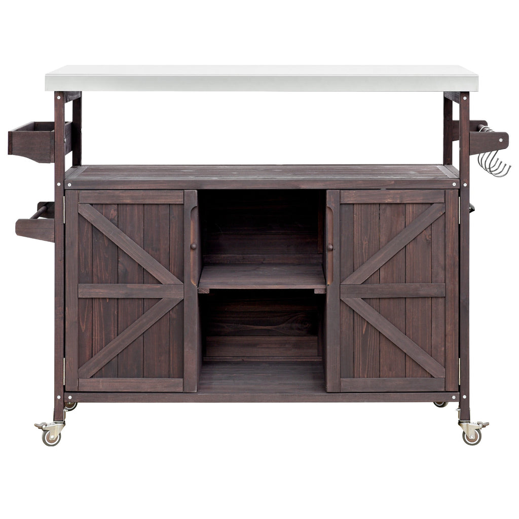 Outdoor Kitchen Island, Rolling Bar Cart & Storage Cabinet