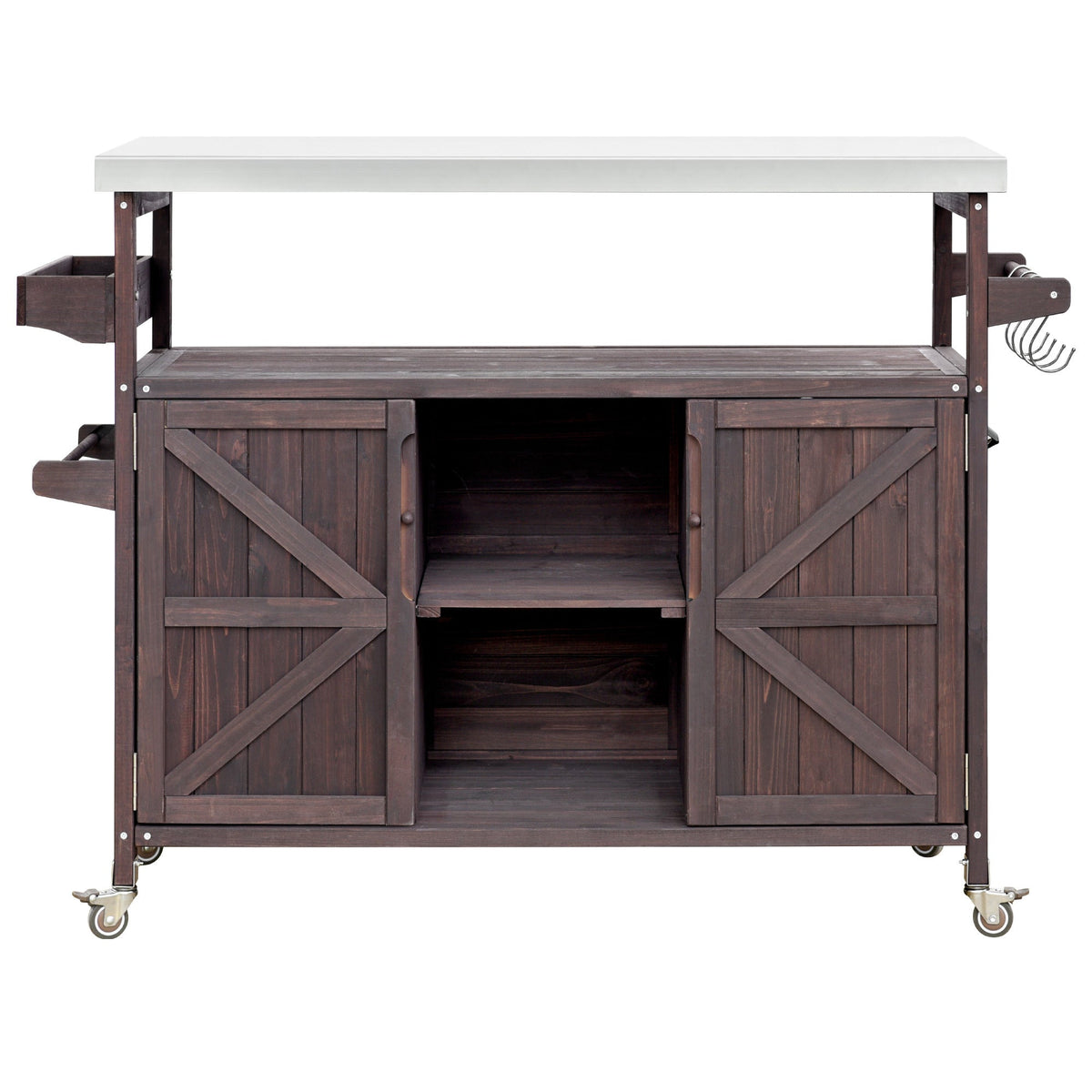 Outdoor Kitchen Island, Rolling Bar Cart & Storage Cabinet