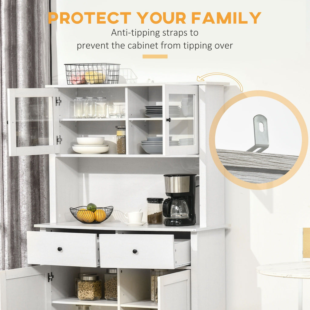 63.5" Kitchen Buffet With Pantry Storage Cabinet With 4 Shelves