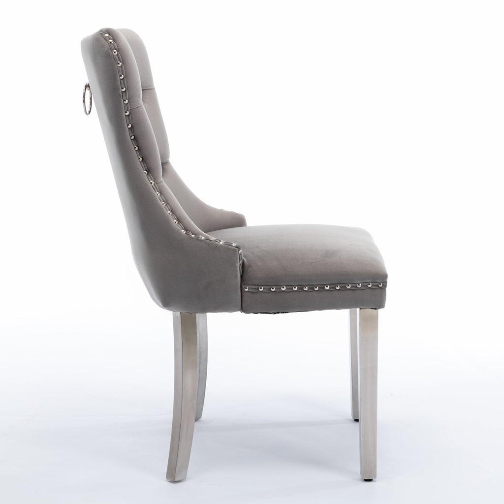 Modern Velvet Upholstered Dining Chairs - Set of 2
