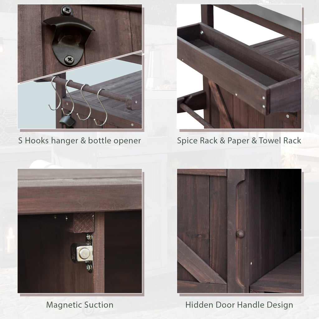 Outdoor Kitchen Island, Rolling Bar Cart & Storage Cabinet