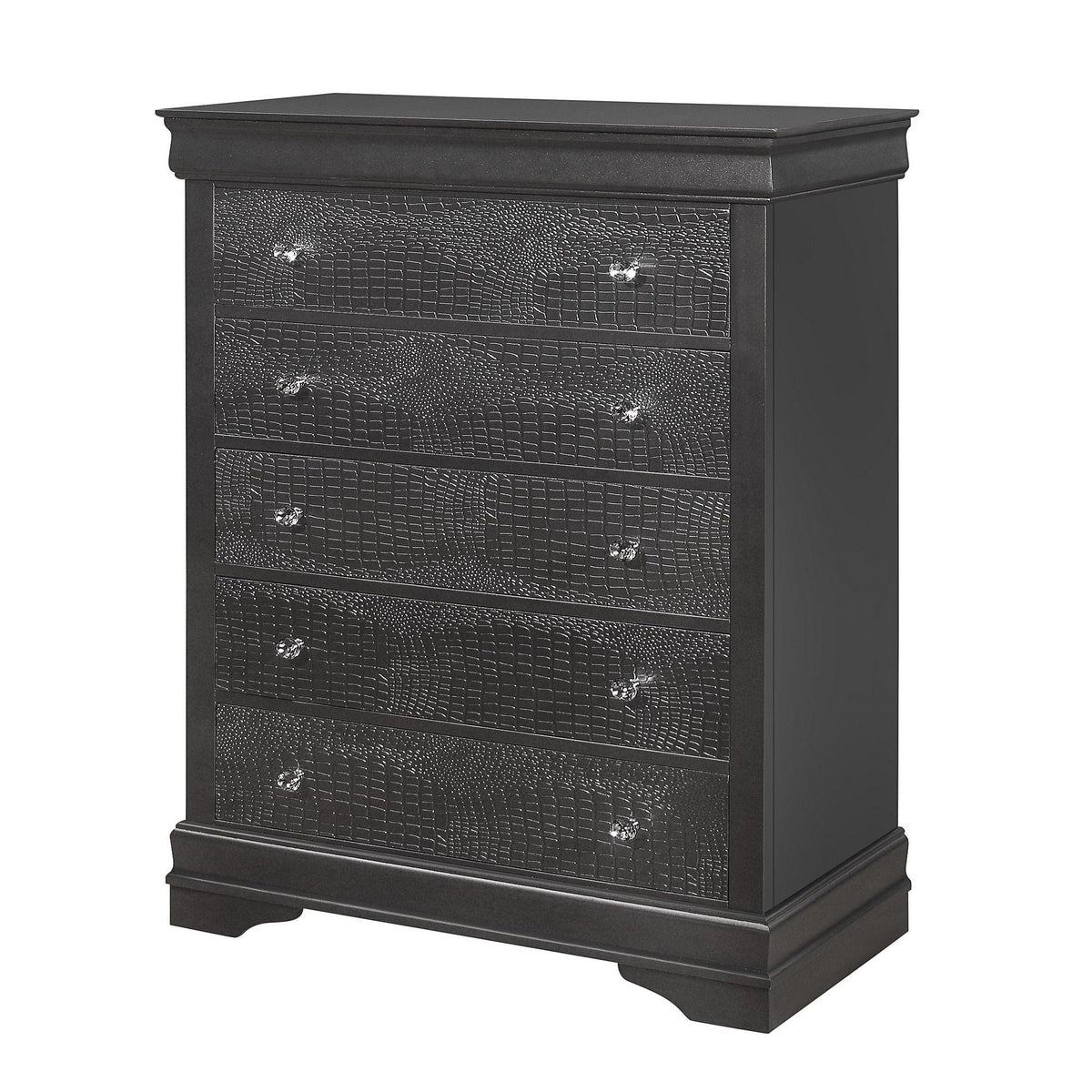 5 Pieces Bedroom Set With Crystal Tufted Headboard with LED Lighting