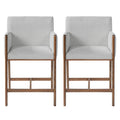 24'' Seat Height Upholstered Counter Stools with Arms for Kitchen Island/Dining Room, Set of 2