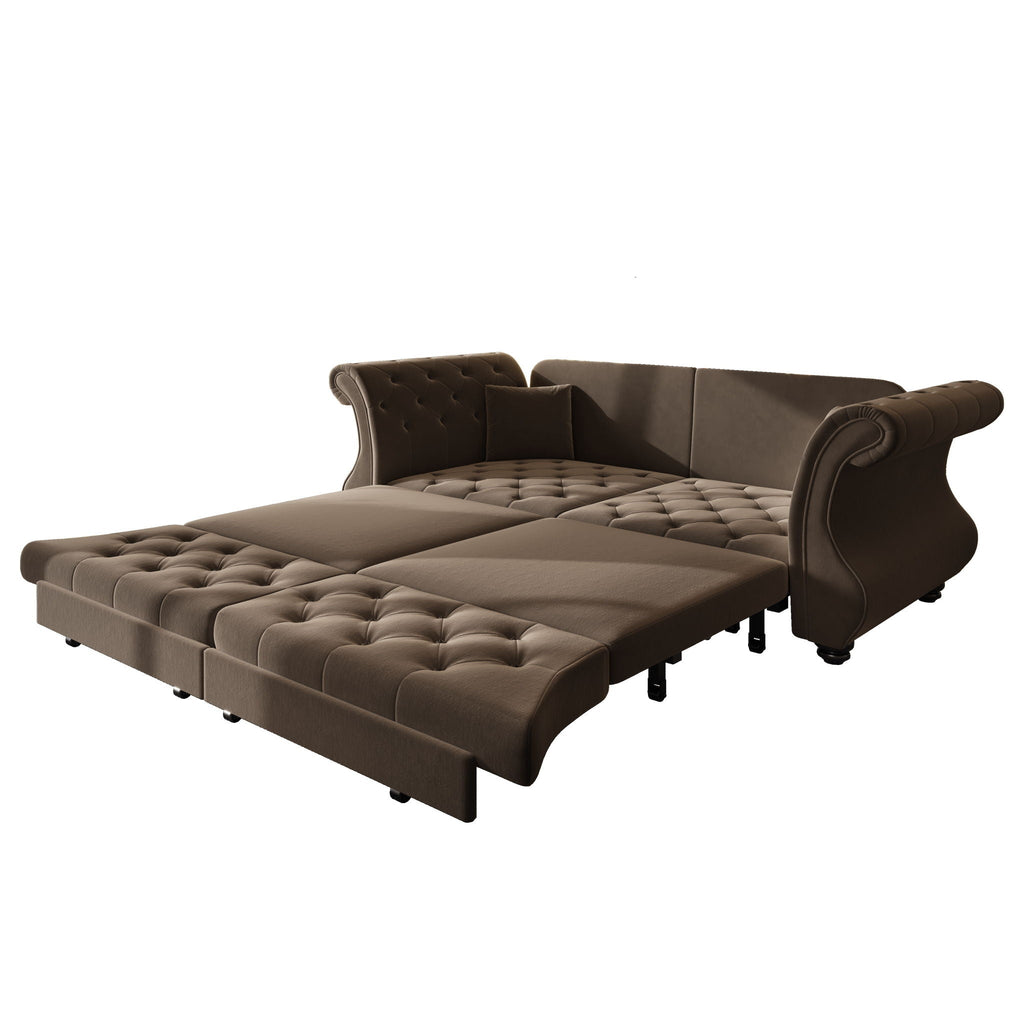 Oversized Chesterfield Pull Out Sofa Bed with Flower Tufting