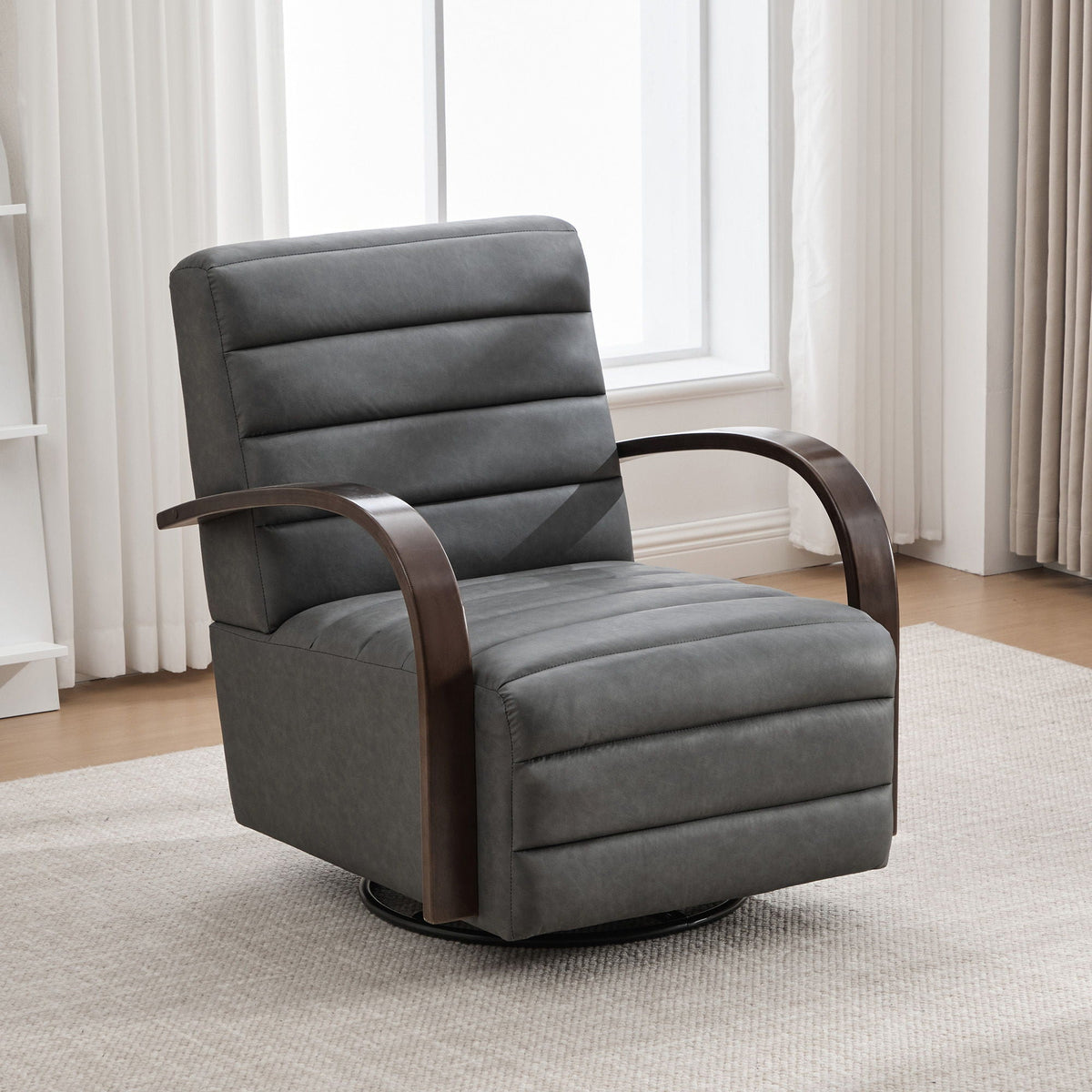 360° Swivel Accent Chair With Armrests